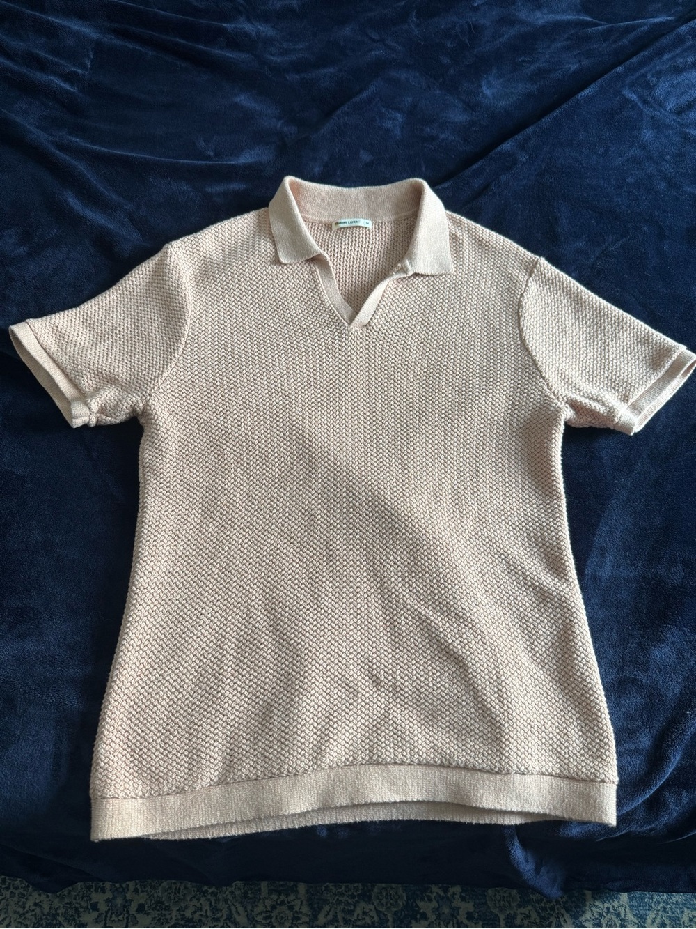 Marine Layer Men's Knit Polo in Light Cream/Orange/Pink Medium New W/O Tags